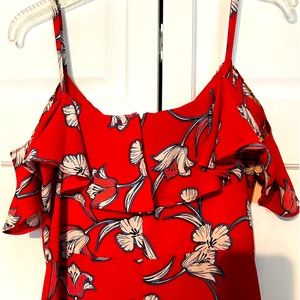 Off the shoulder pretty summer dress, size 10 Pinky/ red vibrant